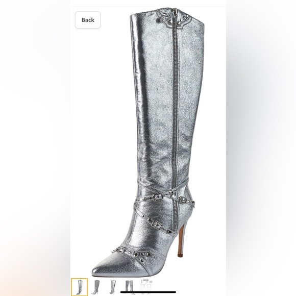NIB Silver Knee High Boots 6 - Picture 6 of 16